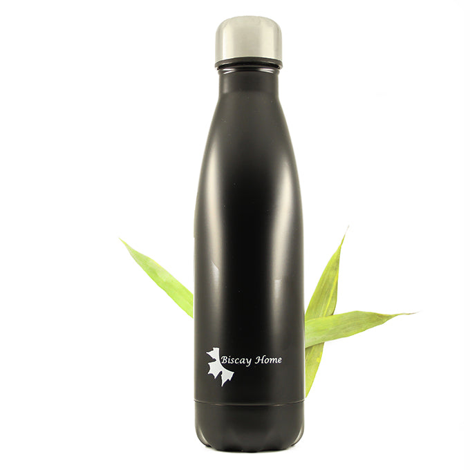 Bouteille d'eau Isotherme | 500 ml Noire | sans BPA | Gourde de transport, Voyage, Sport