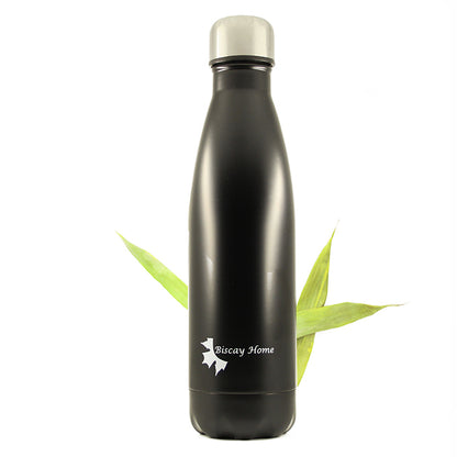 Bouteille d'eau Isotherme | 500 ml Noire | sans BPA | Gourde de transport, Voyage, Sport