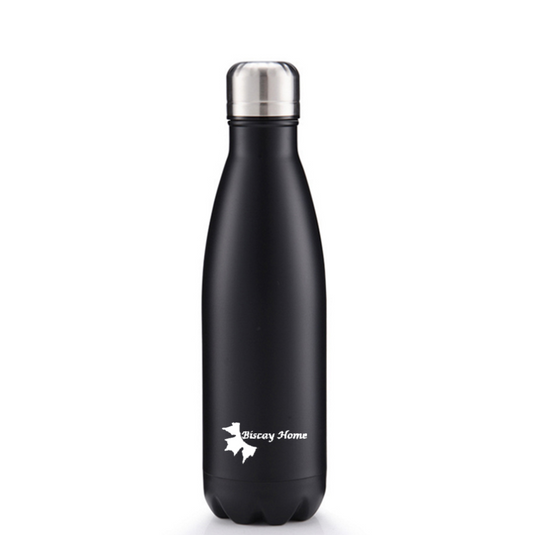 Bouteille d'eau Isotherme | 500 ml Noire | sans BPA | Gourde de transport, Voyage, Sport