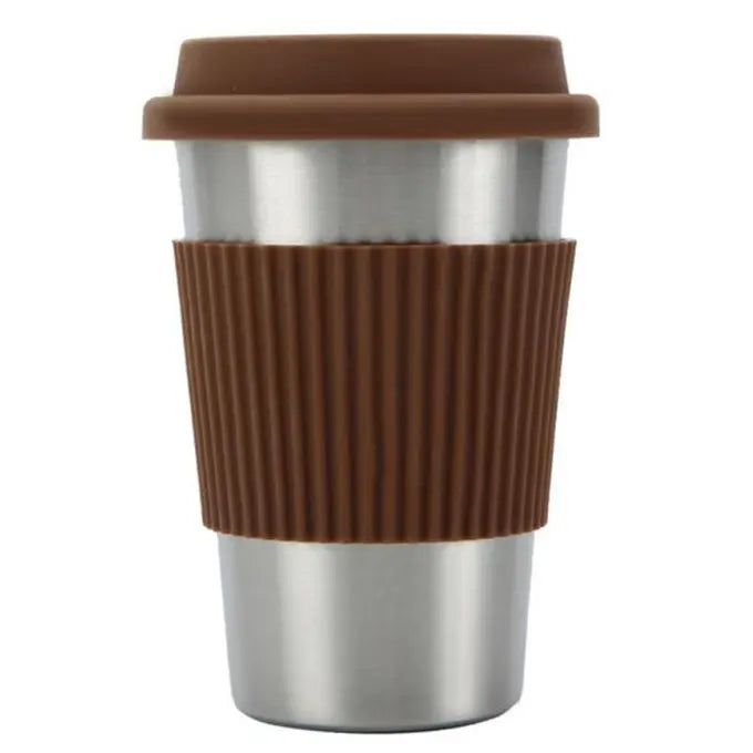 Tasse thermos marron et inox