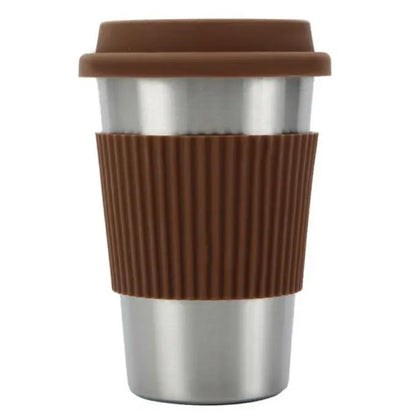 Tasse thermos marron et inox