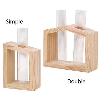 Vase tubes avec structure en bois simple et double