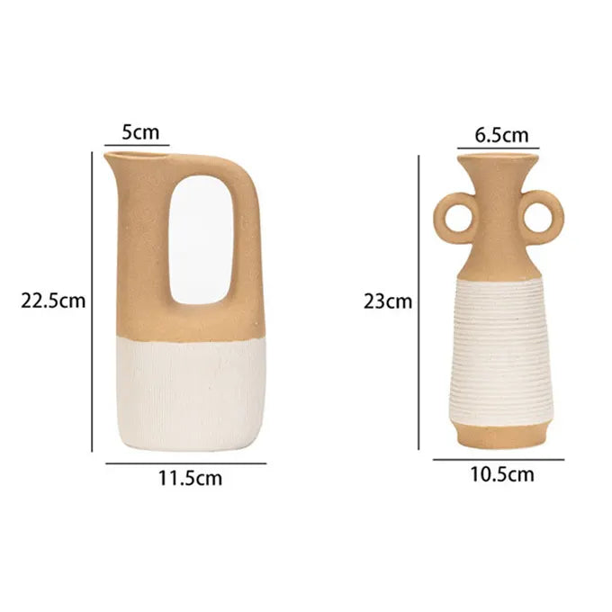 Table de dimensions des 2 vases en céramiques