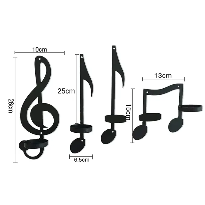 Mesures des Portes bougies en forme de note de musique à accrocher