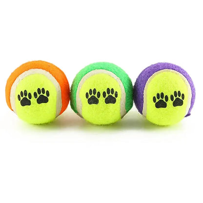 3 balles de jeux pour chien sur fond blanc