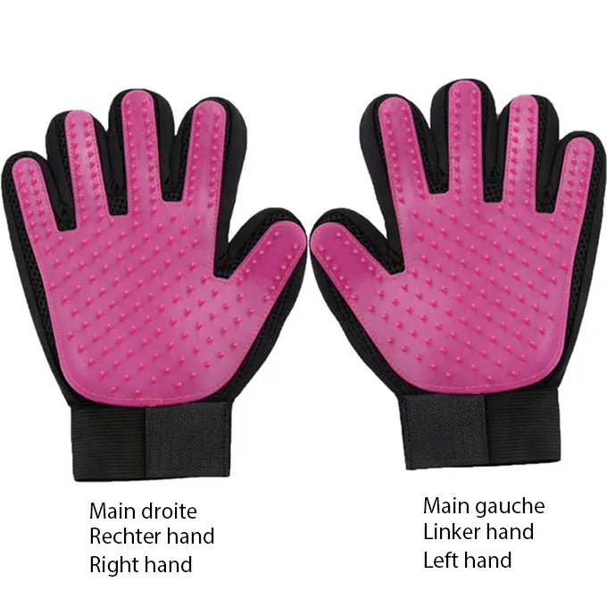 2 Gants pour retirer les poils d'animaux roses